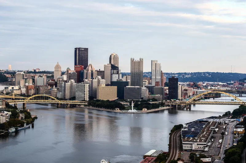 Downtown Pittsburgh, PA from the west.
